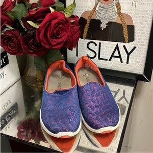 Women's Blue and Orange Slip-On Shoes